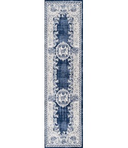 Jonathany Modern Persian MDP401A Ivory/Navy Area Rug 2 ft. 3 in. X 10 ft. Runner