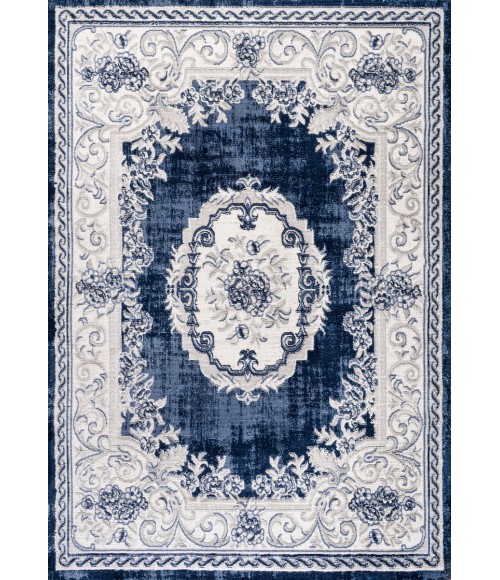 MODERN PERSIAN Area Rug Rosalia Cottage Medallion Ivory/Navy 3 ft. x 5 ft. Area Rug