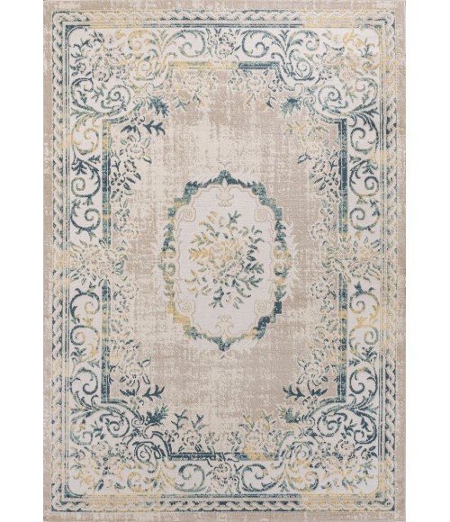 MODERN PERSIAN Area Rug Rosalia Cottage Medallion Navy/Ivory 4 ft. x 6 ft. Area Rug
