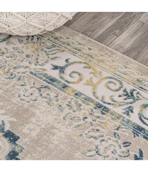 MODERN PERSIAN Area Rug Rosalia Cottage Medallion Navy/Ivory 4 ft. x 6 ft. Area Rug