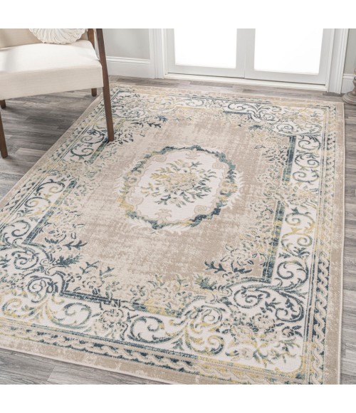 MODERN PERSIAN Area Rug Rosalia Cottage Medallion Navy/Ivory 4 ft. x 6 ft. Area Rug