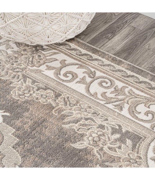 MODERN PERSIAN Area Rug Rosalia Cottage Medallion Gray/Ivory 3 ft. x 5 ft. Area Rug