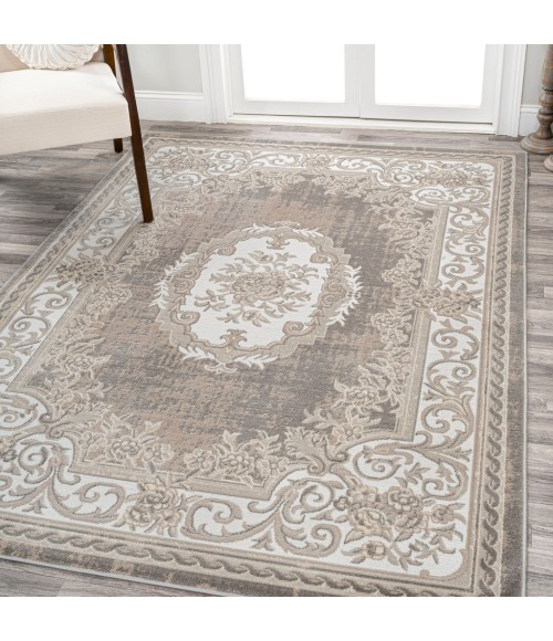 MODERN PERSIAN Area Rug Rosalia Cottage Medallion Gray/Ivory 3 ft. x 5 ft. Area Rug
