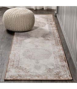Jonathany Modern Persian MDP402A Brown/Cream Area Rug 2 ft. 3 in. X 10 ft. Runner