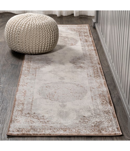 MODERN PERSIAN Area Rug Rosalia Cottage Medallion Brown/Cream 2 ft. x 10 ft. Runner Rug