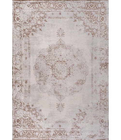 MODERN PERSIAN Area Rug Rosalia Cottage Medallion Brown/Cream 8 ft. x 10 ft. Area Rug