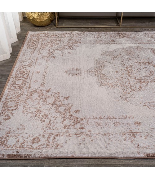 MODERN PERSIAN Area Rug Rosalia Cottage Medallion Brown/Cream 8 ft. x 10 ft. Area Rug