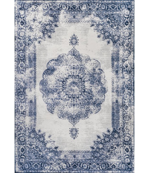 MODERN PERSIAN Area Rug Rosalia Cottage Medallion Dark blue/Ivory 4 ft. x 6 ft. Area Rug