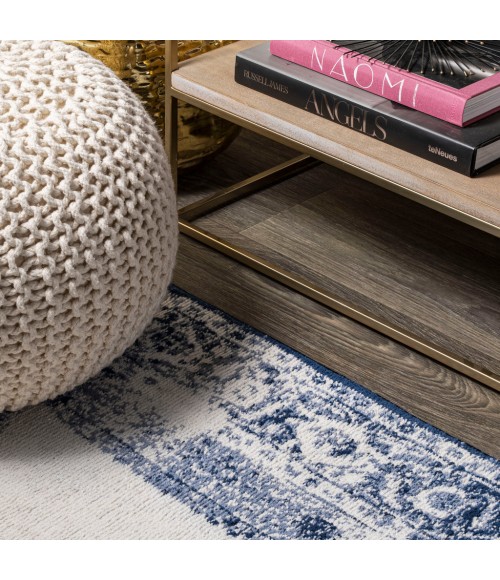 MODERN PERSIAN Area Rug Rosalia Cottage Medallion Dark blue/Ivory 4 ft. x 6 ft. Area Rug