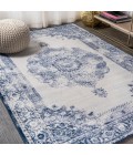 MODERN PERSIAN Area Rug Rosalia Cottage Medallion Dark blue/Ivory 4 ft. x 6 ft. Area Rug
