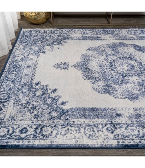 MODERN PERSIAN Area Rug Rosalia Cottage Medallion Dark blue/Ivory 4 ft. x 6 ft. Area Rug