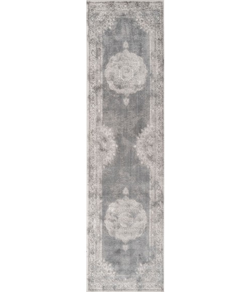 MODERN PERSIAN Area Rug Rosalia Cottage Medallion Gray/Dark Gray 2 ft. x 10 ft. Runner Rug