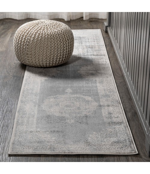 MODERN PERSIAN Area Rug Rosalia Cottage Medallion Gray/Dark Gray 2 ft. x 10 ft. Runner Rug