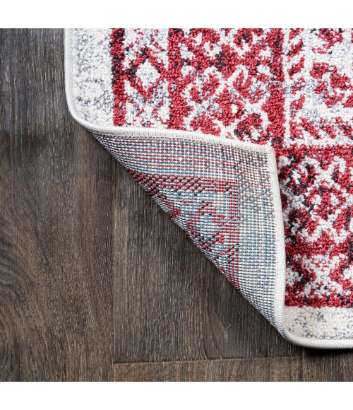 MODERN PERSIAN Area Rug Boho Cottage Medallion Red/Ivory 3 ft. x 5 ft. Area Rug