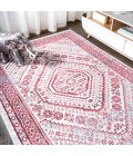MODERN PERSIAN Area Rug Boho Cottage Medallion Red/Ivory 3 ft. x 5 ft. Area Rug