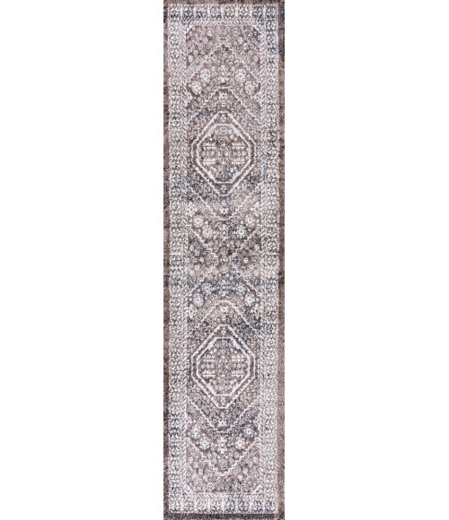 MODERN PERSIAN Area Rug Boho Cottage Medallion Brown/Ivory 2 ft. x 10 ft. Runner Rug