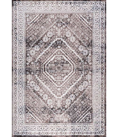 MODERN PERSIAN Area Rug Boho Cottage Medallion Brown/Ivory 5 ft. x 8 ft. Area Rug