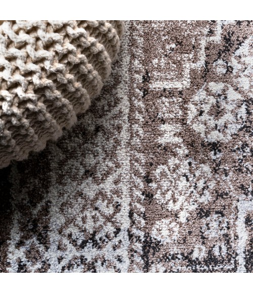 MODERN PERSIAN Area Rug Boho Cottage Medallion Brown/Ivory 5 ft. x 8 ft. Area Rug