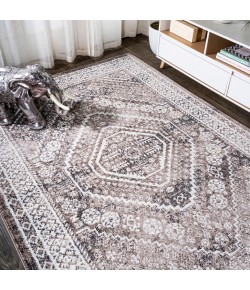 Jonathany Modern Persian MDP501B Brown/Ivory Area Rug 5 ft. X 8 ft. Rectangle