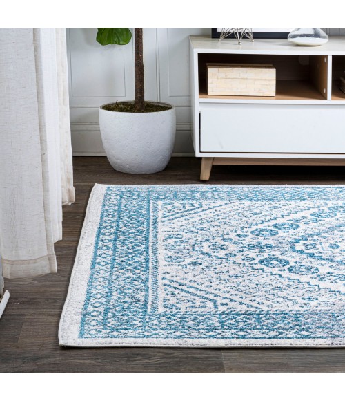 Boho Cottage Medallion Blue/White 3 ft. x 5 ft. Area Rug