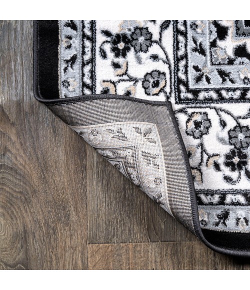 Palmette Modern Persian Floral Cream/Gray/Black 2 ft. x 8 ft. Runner Rug