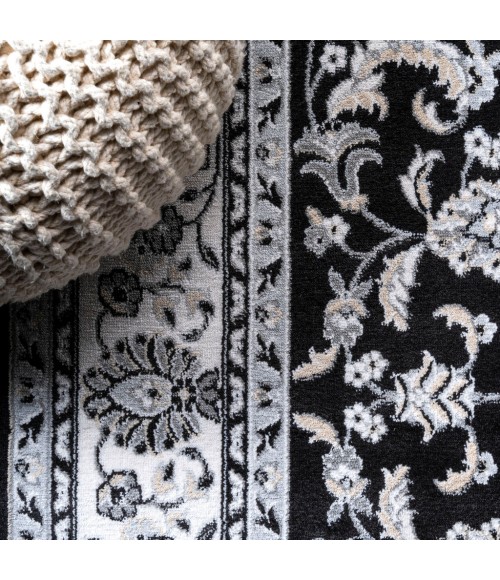 Palmette Modern Persian Floral Cream/Gray/Black 2 ft. x 8 ft. Runner Rug