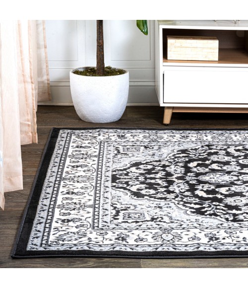 Palmette Modern Persian Floral Cream/Gray/Black 3 ft. x 5 ft. Area Rug