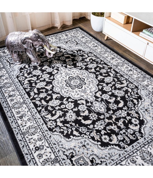 Palmette Modern Persian Floral Cream/Gray/Black 3 ft. x 5 ft. Area Rug