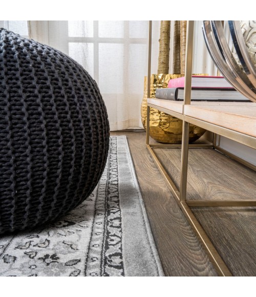 Palmette Modern Persian Floral Gray/Cream 2 ft. x 10 ft. Runner Rug