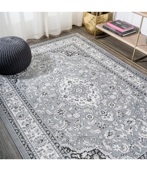Palmette Modern Persian Floral Gray/Cream 5 ft. x 8 ft. Area Rug