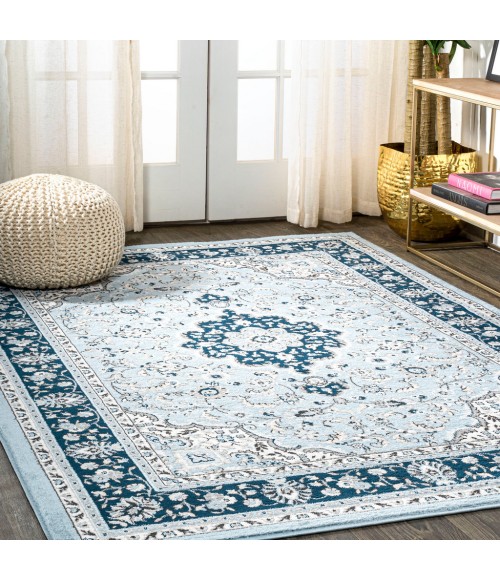 MODERN PERSIAN Area Rug Palmette Modern Persian Floral Blue/Navy 4 ft. x 6 ft. Area Rug