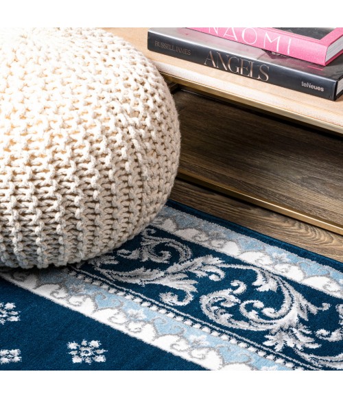 Acanthus French Border Navy/Blue 3 ft. x 5 ft. Area Rug