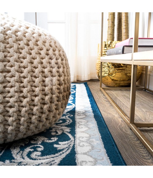 Acanthus French Border Navy/Blue 2 ft. x 10 ft. Runner Rug