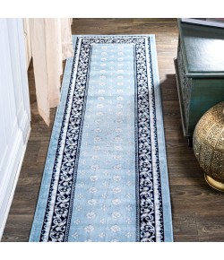 Jonathany Modern Persian MDP504E Blue/Navy Area Rug 2 ft. X 8 ft. Runner