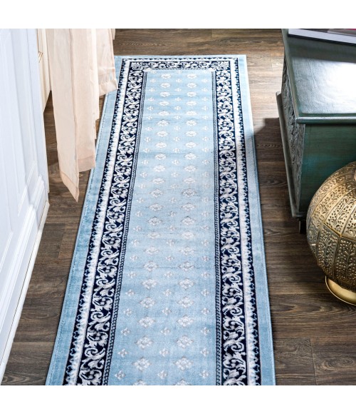 MODERN PERSIAN Area Rug Acanthus French Border Blue/Navy 2 ft. x 10 ft. Runner Rug