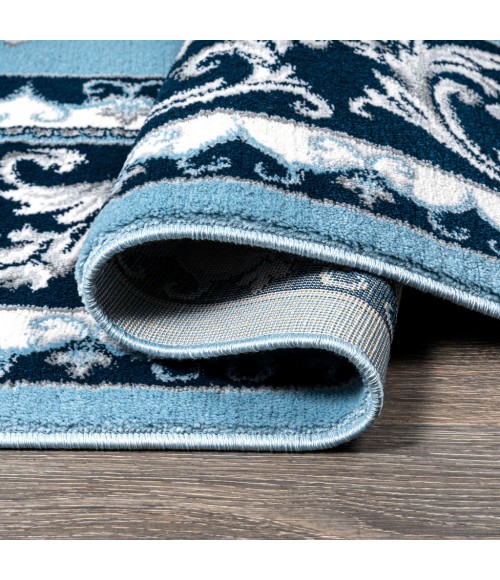 MODERN PERSIAN Area Rug Acanthus French Border Blue/Navy 2 ft. x 10 ft. Runner Rug