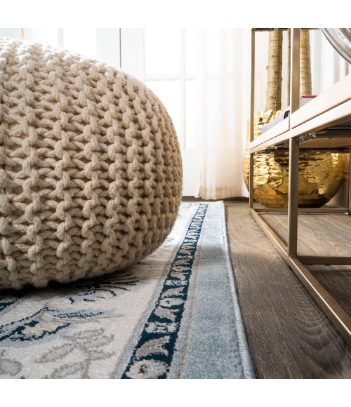 Cherie French Cottage Blue/Cream 2 ft. x 10 ft. Runner Rug