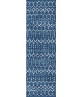 Moroccan HYPE Boho Vintage Diamond Blue/White 2 ft. x 10 ft. Runner Rug
