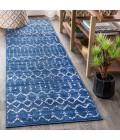 Moroccan HYPE Boho Vintage Diamond Blue/White 2 ft. x 10 ft. Runner Rug