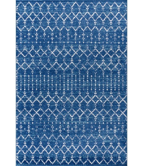 Moroccan HYPE Boho Vintage Diamond Blue/White 4 ft. x 6 ft. Area Rug