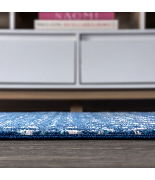 MOROCCAN HYPE Area Rug Moroccan HYPE Boho Vintage Diamond Blue/White 5' Square Area Rug