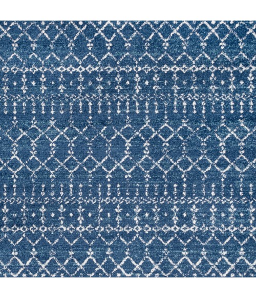 MOROCCAN HYPE Area Rug Moroccan HYPE Boho Vintage Diamond Blue/White 5' Square Area Rug