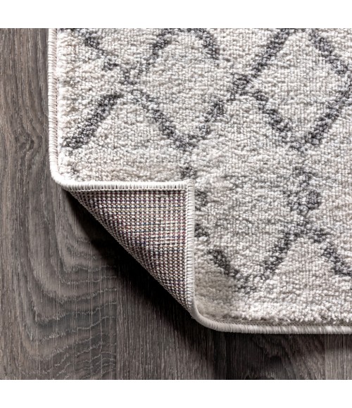 MOROCCAN HYPE Area Rug Moroccan HYPE Boho Vintage Diamond Cream/Gray 5 ft. x 8 ft. Oval Area Rug
