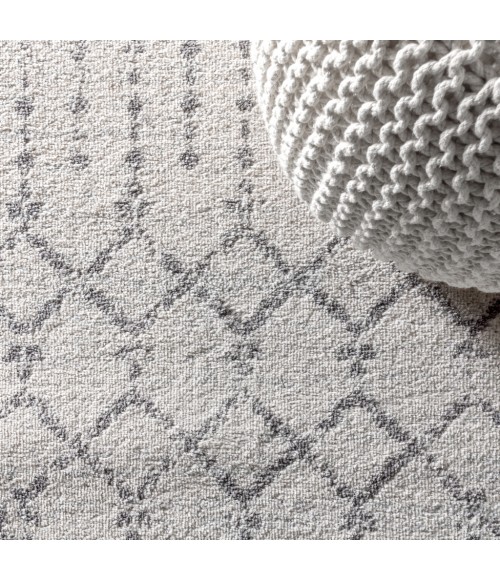 MOROCCAN HYPE Area Rug Moroccan HYPE Boho Vintage Diamond Cream/Gray 5 ft. x 8 ft. Oval Area Rug