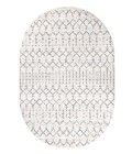 MOROCCAN HYPE Area Rug Moroccan HYPE Boho Vintage Diamond Cream/Gray 5 ft. x 8 ft. Oval Area Rug