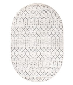 Jonathany Moroccan Hype MOH101B Cream/Gray Area Rug 4 ft. X 6 ft. Oval
