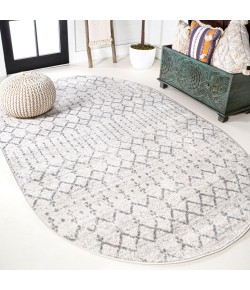 Jonathany Moroccan Hype MOH101B Cream/Gray Area Rug 4 ft. X 6 ft. Oval