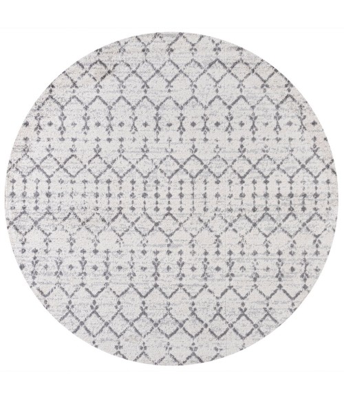 MOROCCAN HYPE Area Rug Moroccan HYPE Boho Vintage Diamond Cream/Gray 8' Round Area Rug