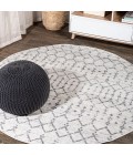 MOROCCAN HYPE Area Rug Moroccan HYPE Boho Vintage Diamond Cream/Gray 8' Round Area Rug