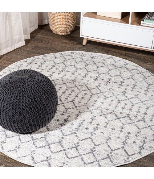 MOROCCAN HYPE Area Rug Moroccan HYPE Boho Vintage Diamond Cream/Gray 8' Round Area Rug